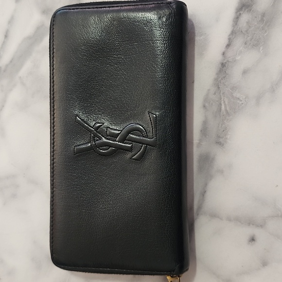 BY 10713 Authentic YSL cassandra Black Leather Long Bifold Wallet - Picture 13 of 13